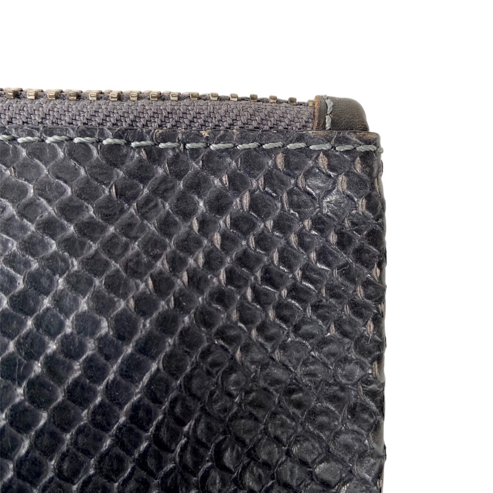 All Saints Leather Clutch Bag Python Embossed Dar… - image 3